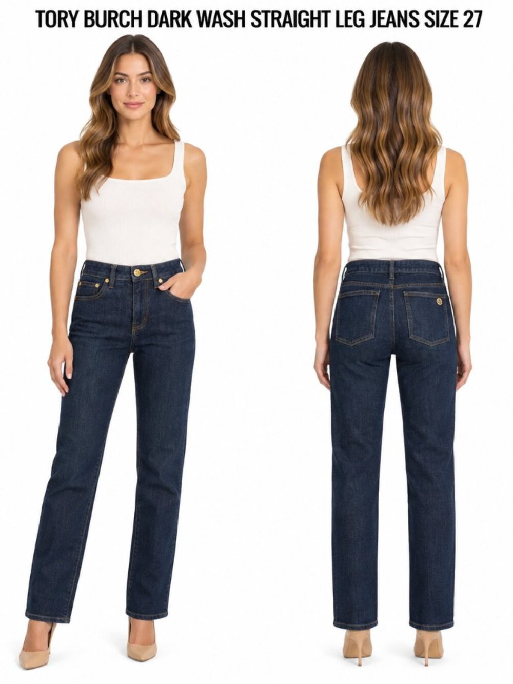 TORY BURCH DARK WASH STRAIGHT LEG JEANS SIZE 27